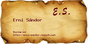 Erni Sándor névjegykártya